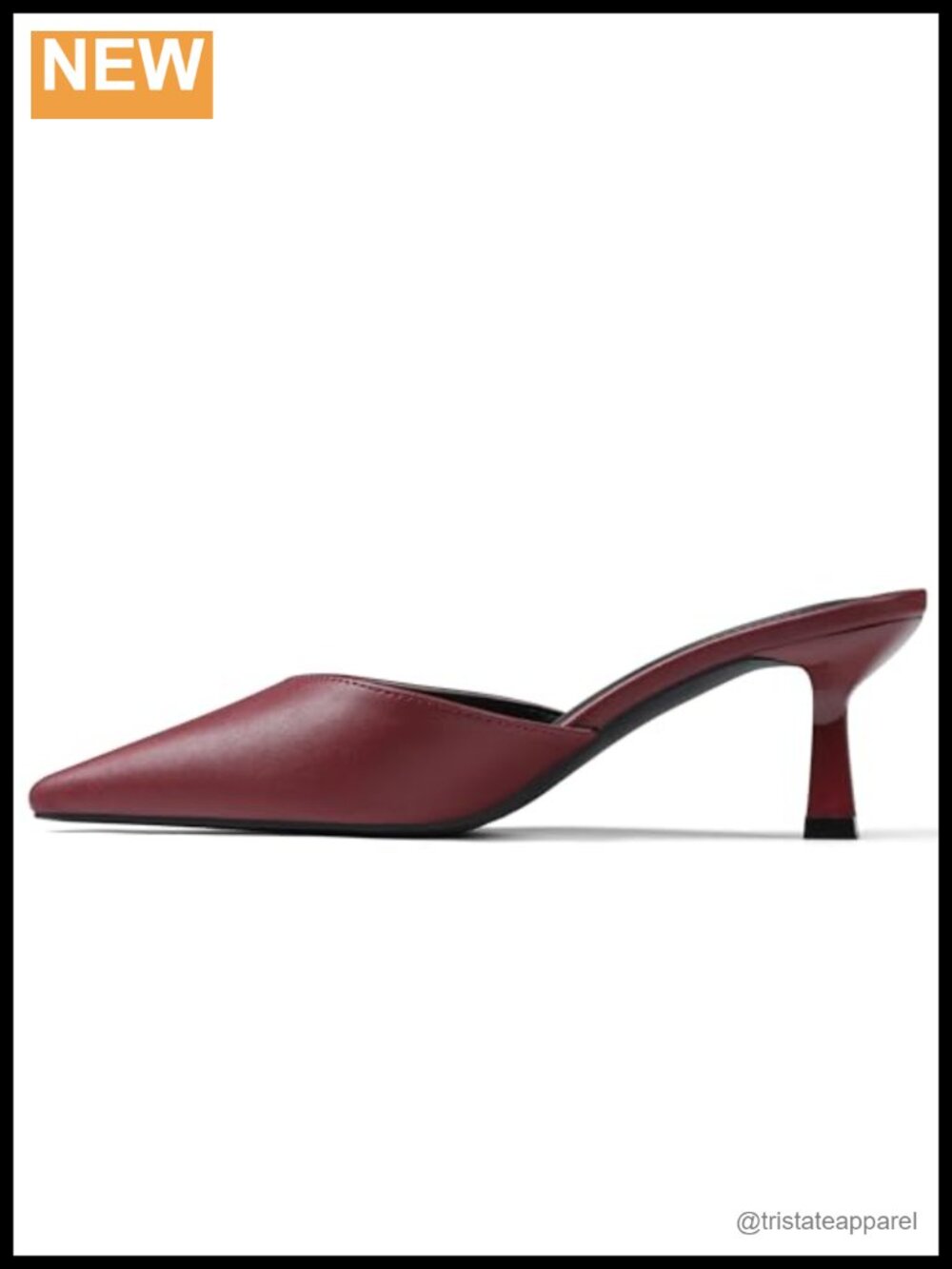 Kitten Heels Pointed Toe Leather Slip On Mules Slingback Pumps Dress Party